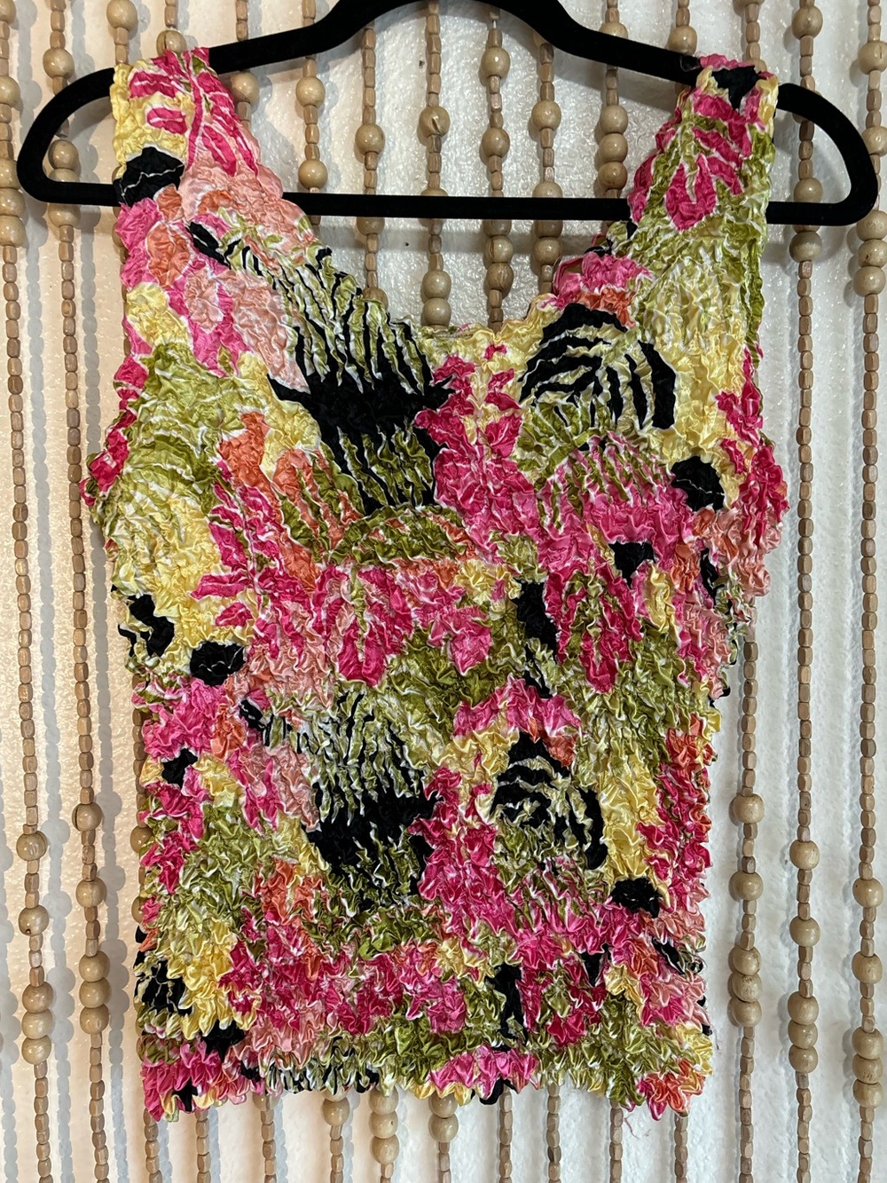 Vintage Magic Scarf Multi Color Pink Green Black Tropical Beachy Y2K Stretchy